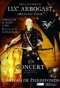 concert Luc Arbogast. Le dimanche 16 août 2015 à Pierrefonds. Oise.  19H00